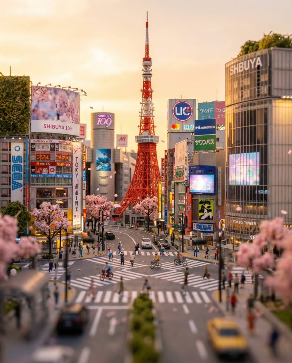 Tokyo Tower Tilt-Shift Miniature Diorama