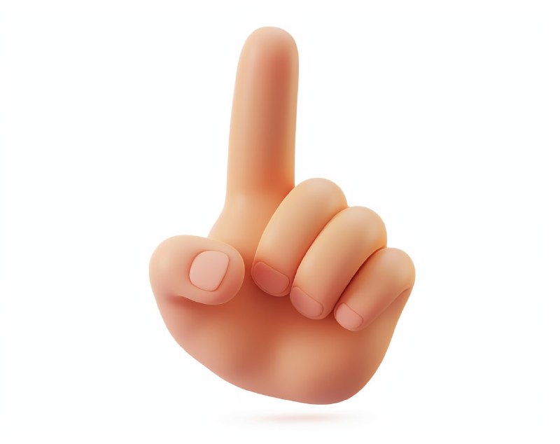 3D Cartoon Hand With Index Finger Pointing Up