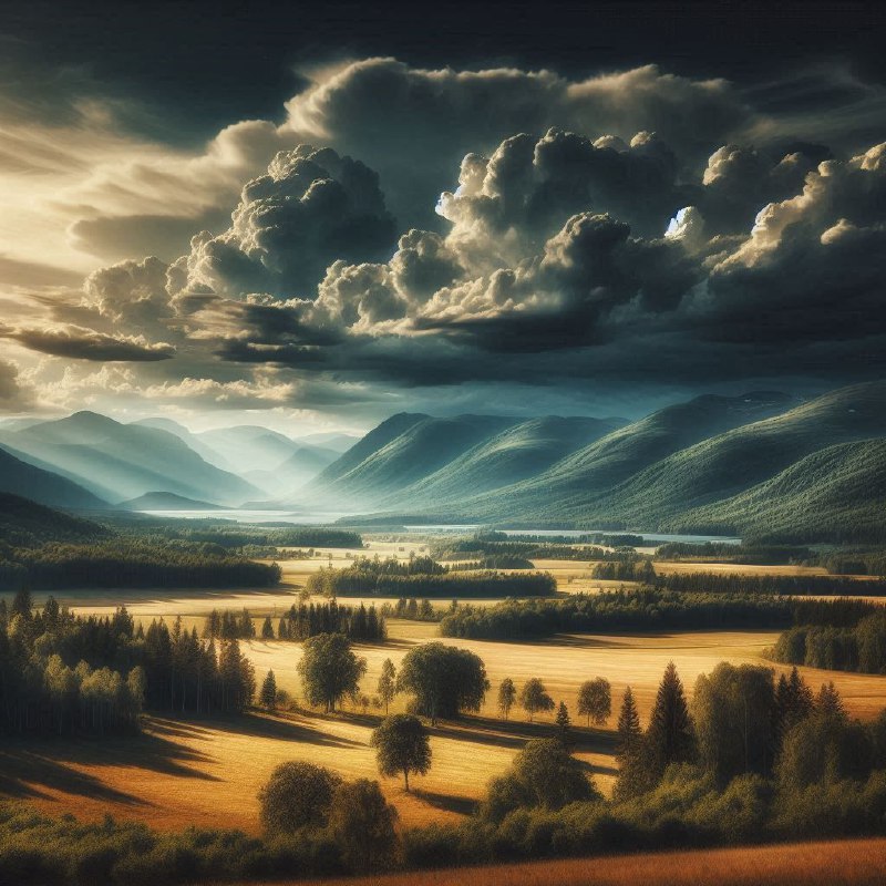 Dramatic Swedish Mountain Landscape With Sunlit Clouds