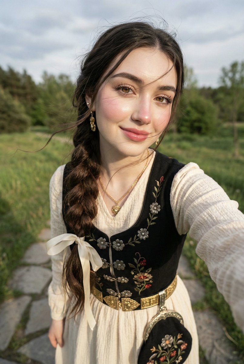 Traditional Outfit High Angle Selfie