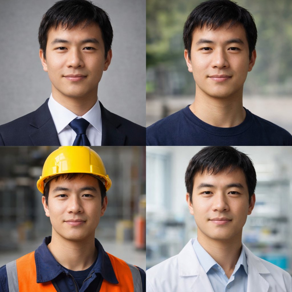 Four Professions Male Portrait Grid