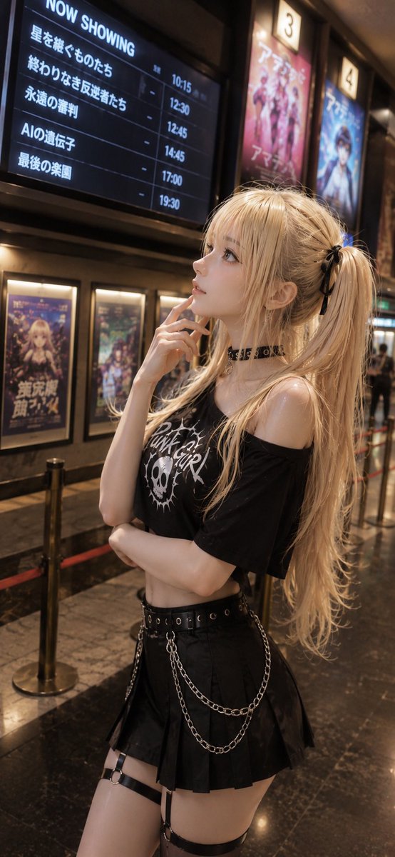 Gothic Girl in Cinema Lobby