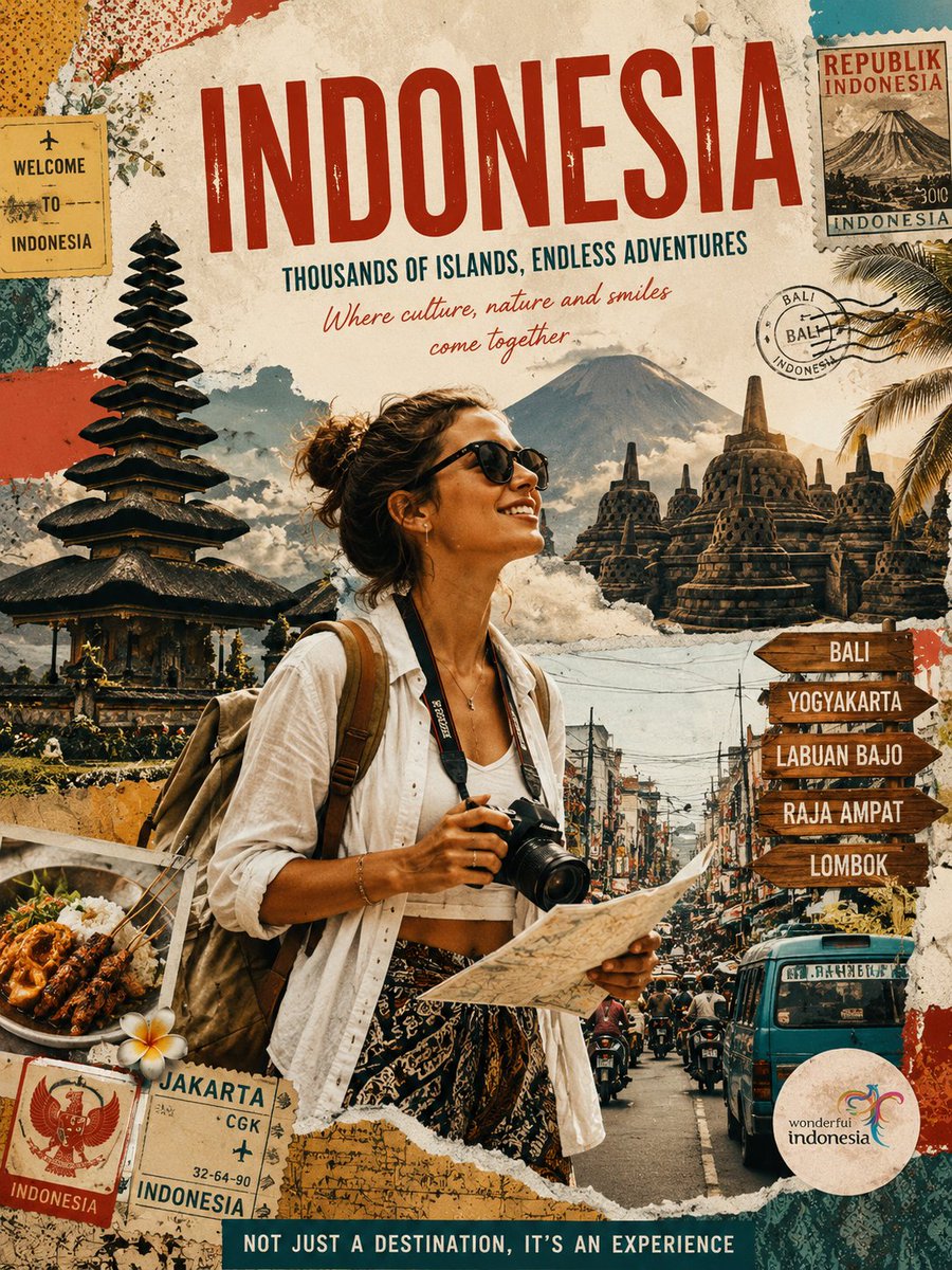 Vintage Indonesia Travel Collage