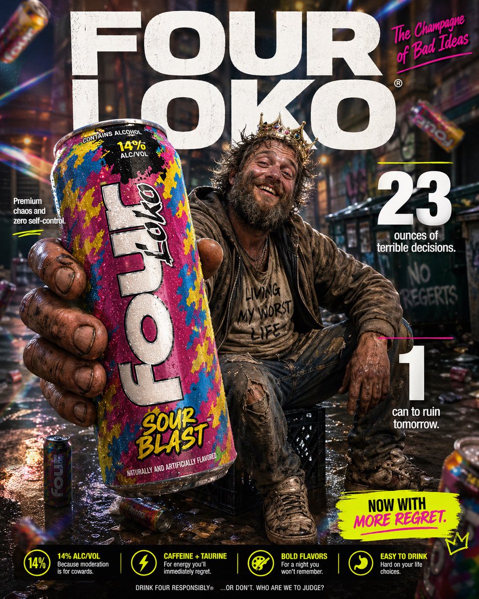 Parody Beverage Ad Infographic