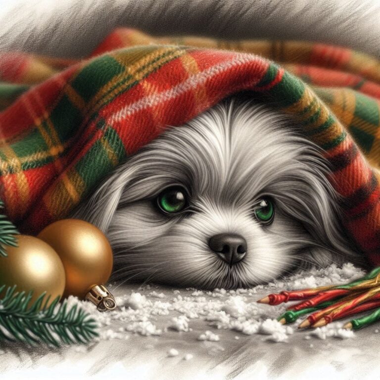 Whimsical Pekingese Puppy Hiding Under Blanket