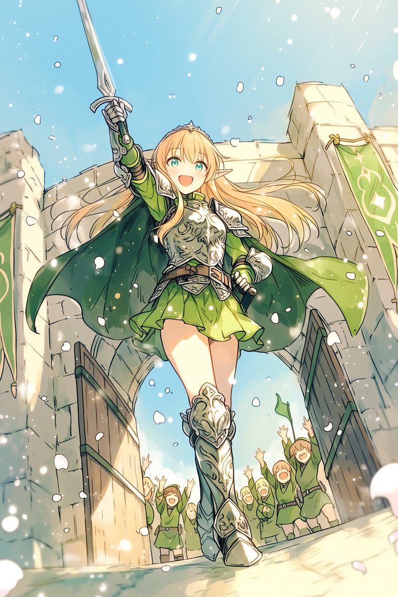 Triumphant Elf Knight Victory Celebration