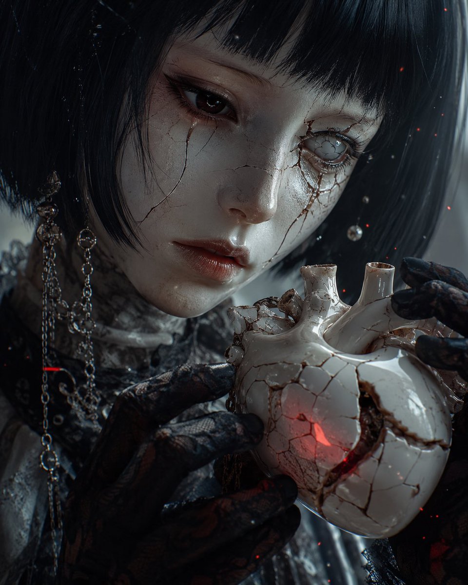 Porcelain Doll Cracked Heart