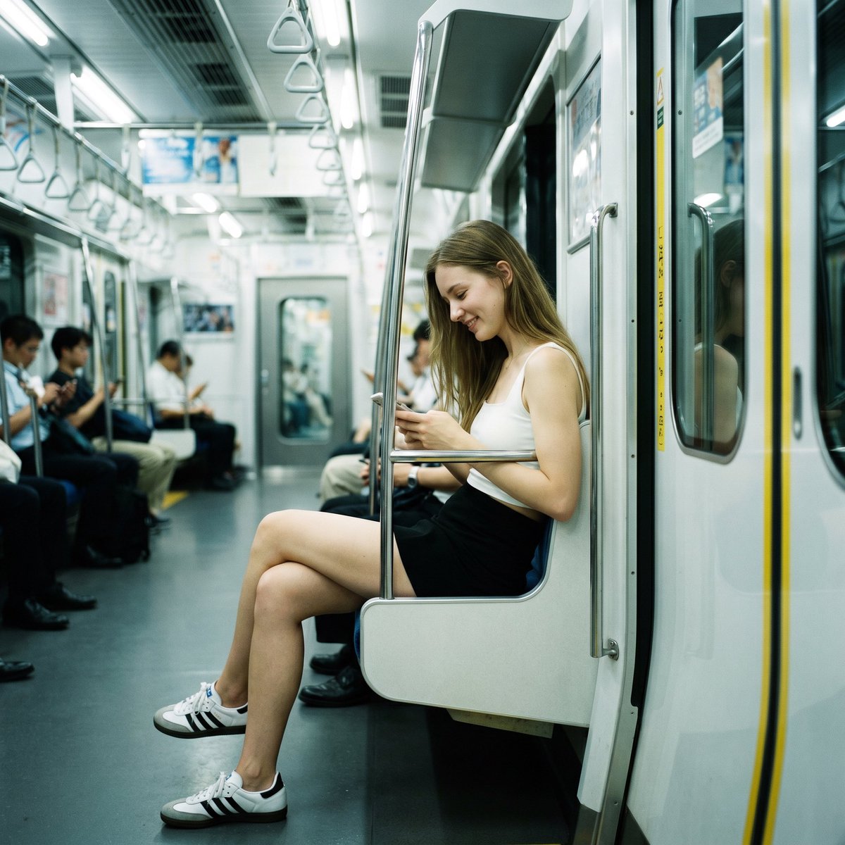 Subway Girl Lost in Phone