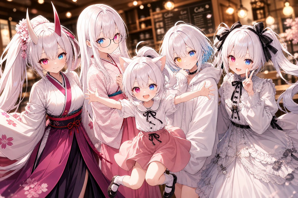 Anime Girls Cafe Group Portrait