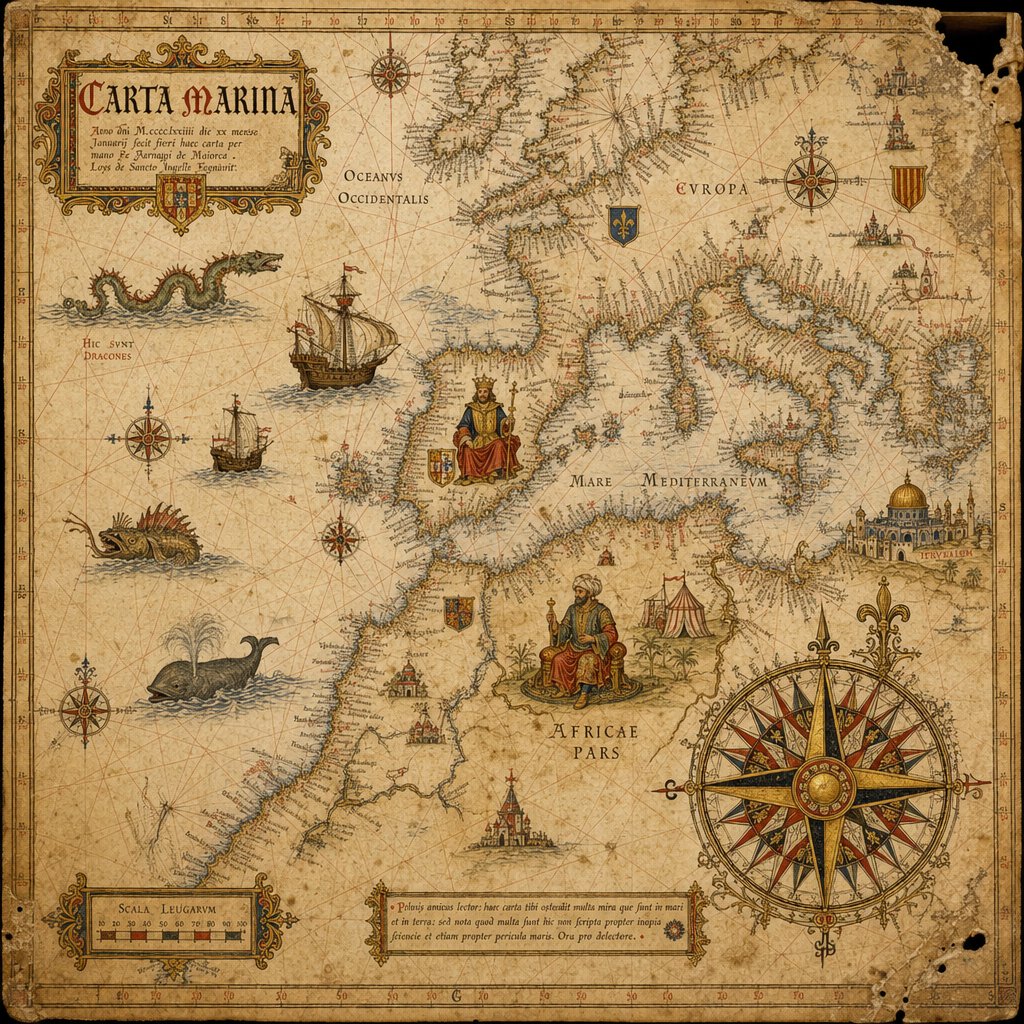 Ancient Portolan Sea Chart
