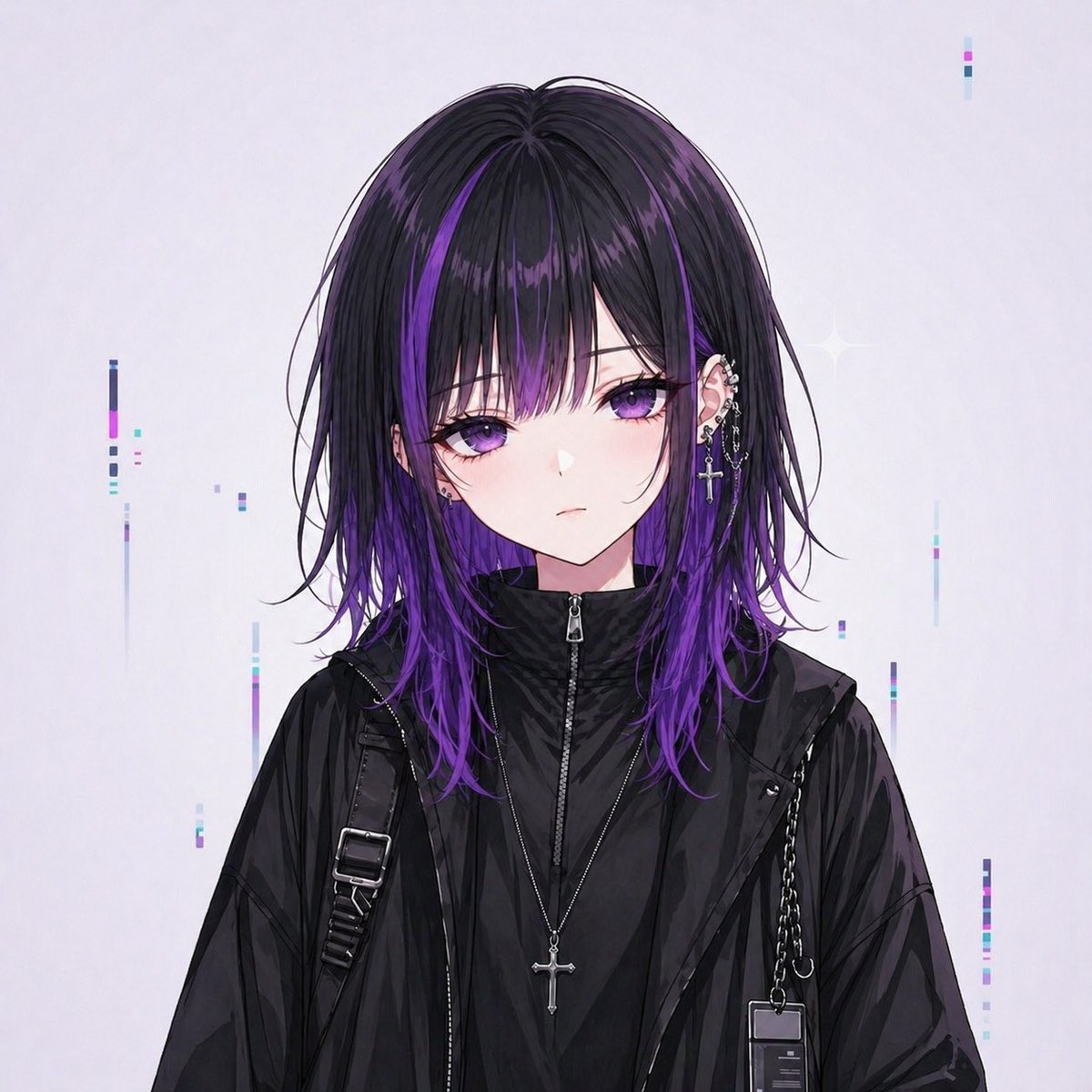 Purple Goth Icon Glitch Portrait