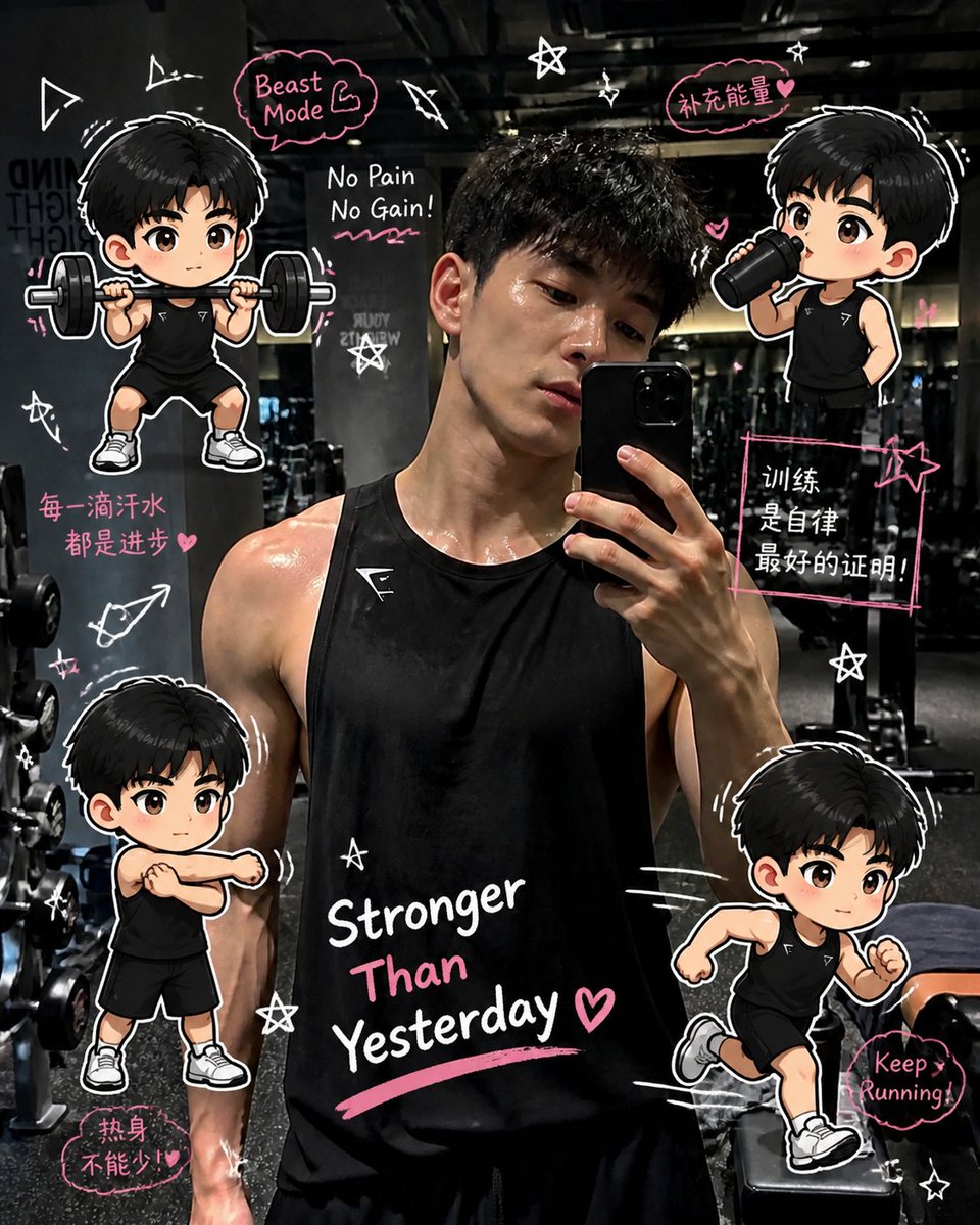 Fitness Girl Chibi Scrapbook Art