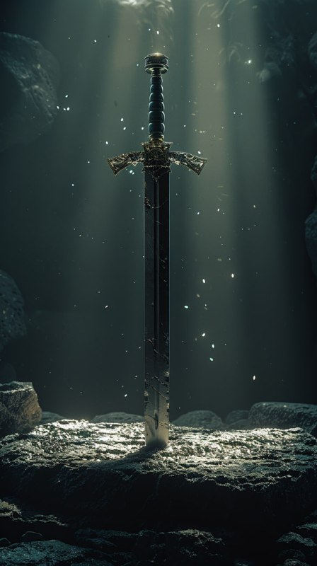 Glowing Sword of the Spirit on Stone Altar