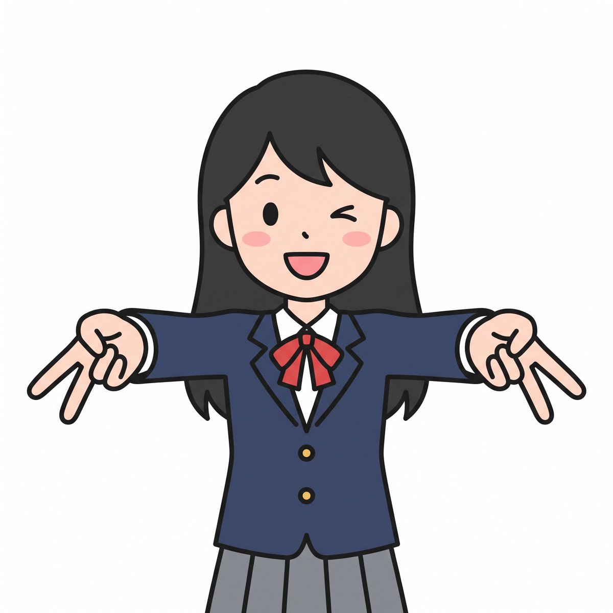 Cute Japanese Schoolgirl Vector Illustration