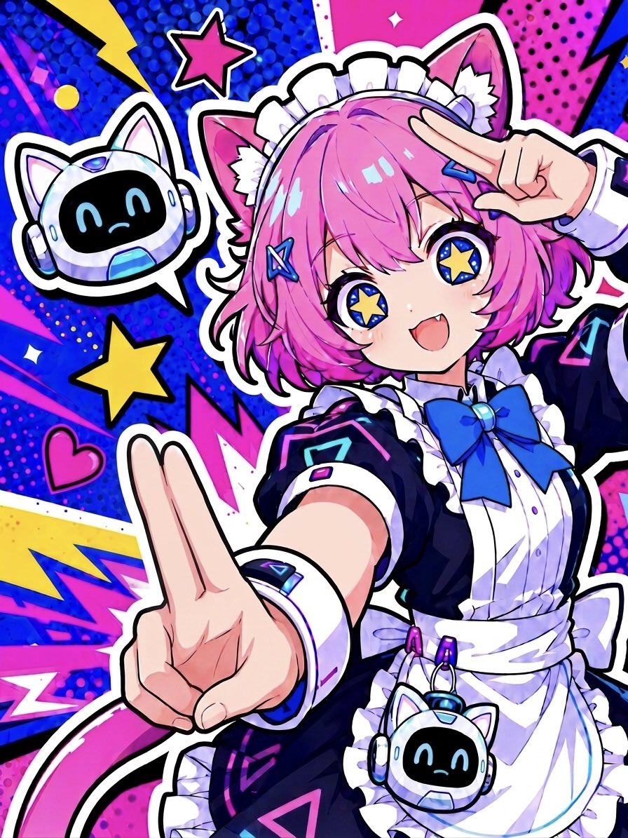 Cat Maid Idol Pop Art Sticker