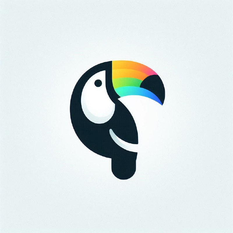 Minimalist Rainbow Toucan Logo in Scandinavian Style