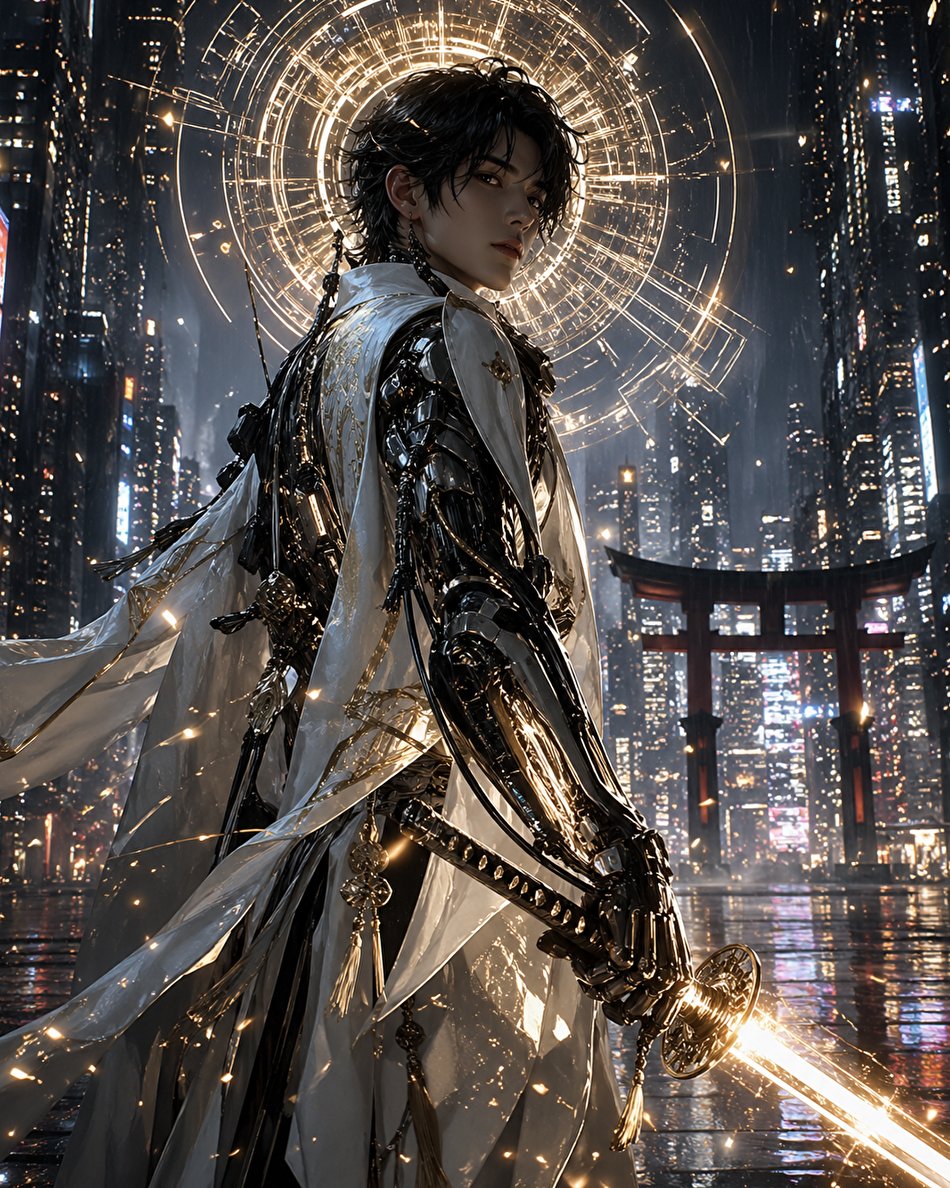 Cyberpunk Divine Warrior Portrait
