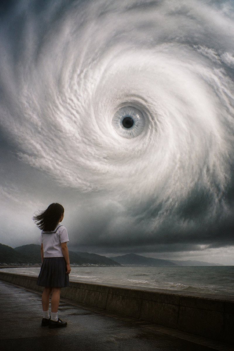 Typhoon Eye Gaze Surreal Scene