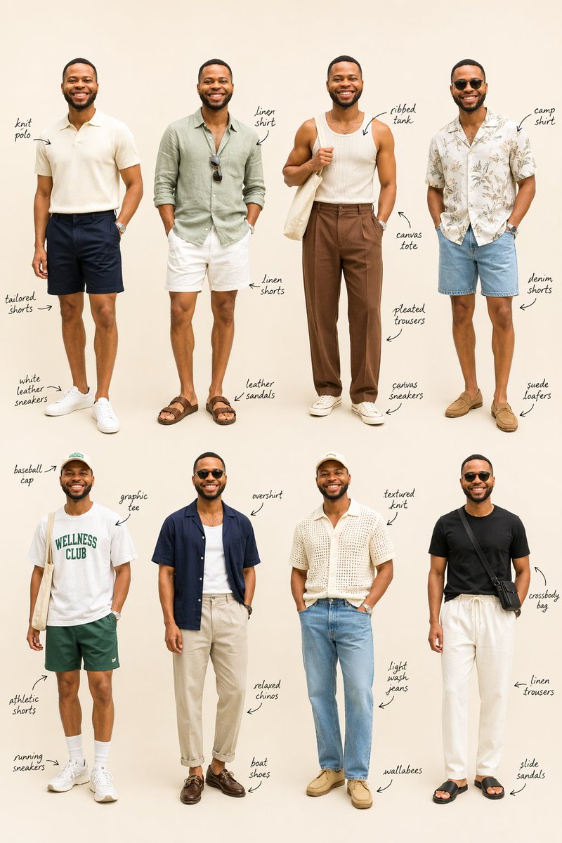 Men's Summer Fashion Lookbook Grid