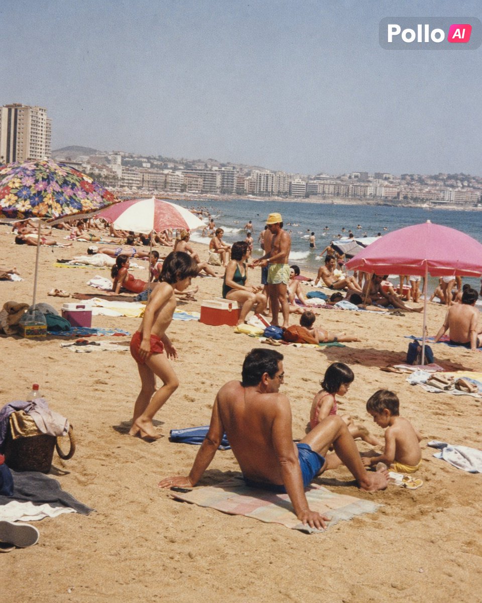 90s Spanish Beach Family Snapshot
