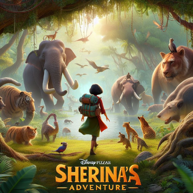 Sherinas Adventure Pixar Style Jungle Exploration Poster