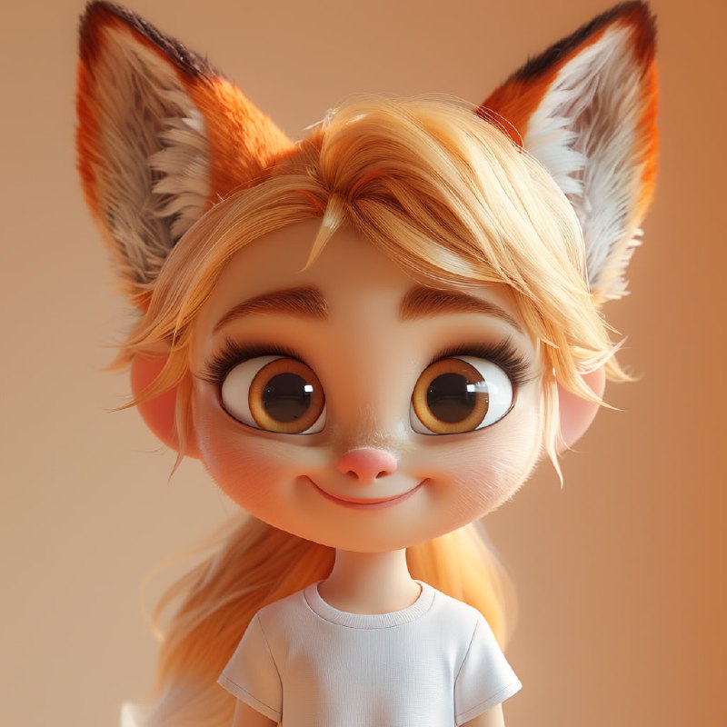 Cute Baby Girl With Fox Ears on Peach Background