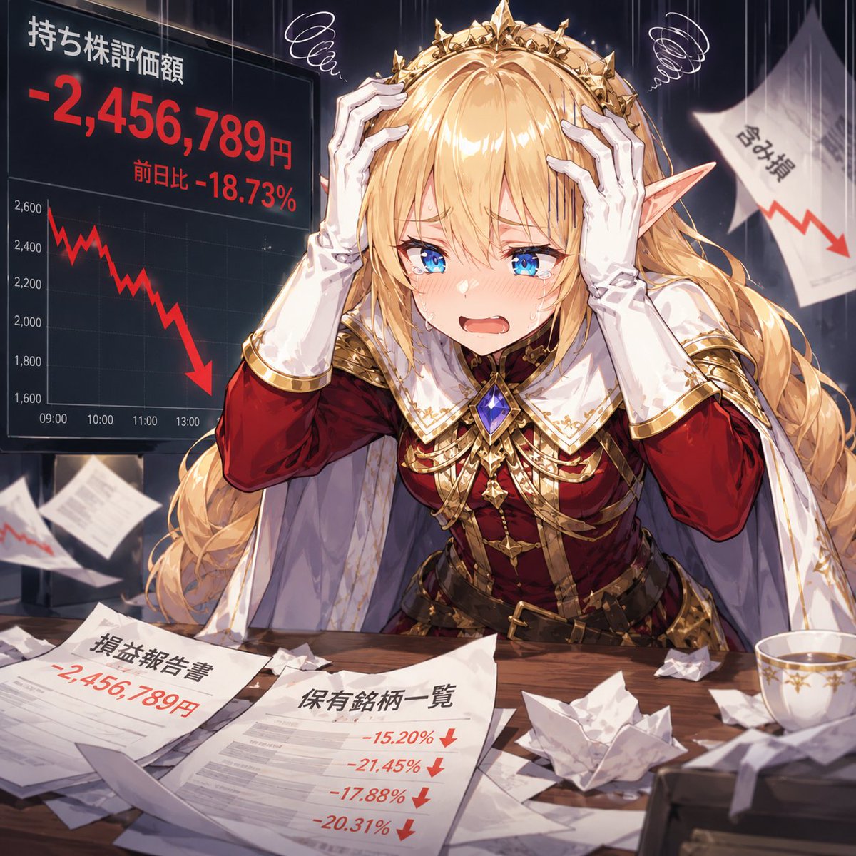 Elf Queen Stock Market Crash Panic