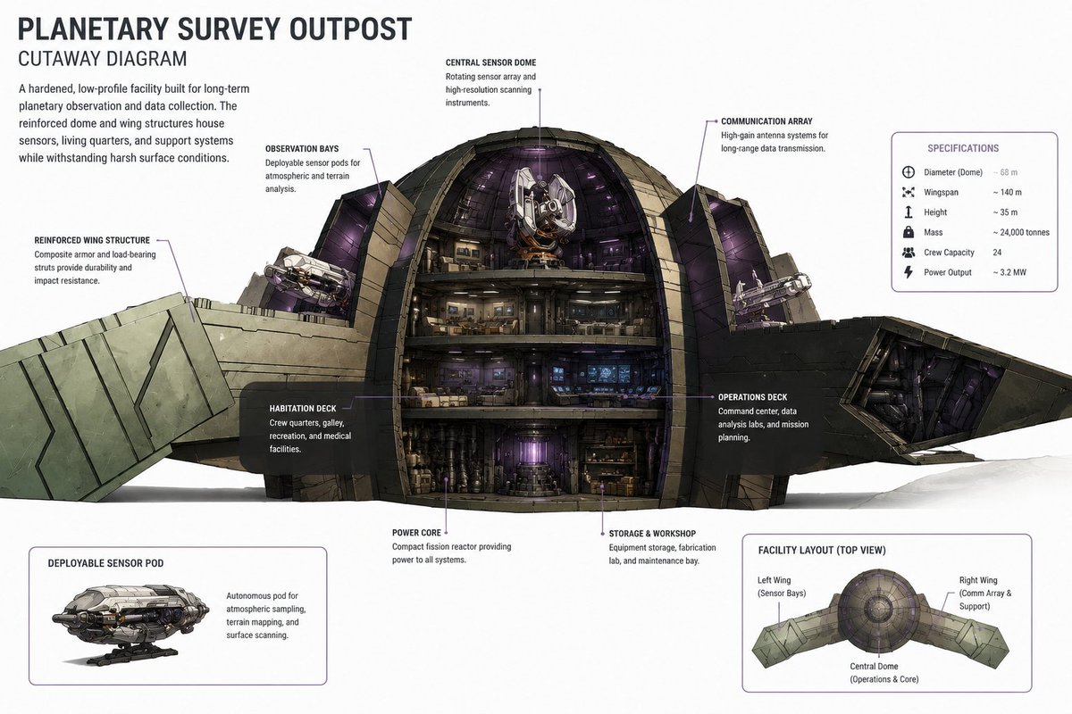 Planetary Survey Outpost Cutaway Diagram