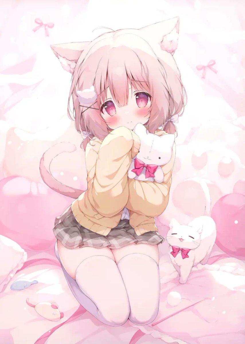 Pastel Catgirl Dreamy Bedroom