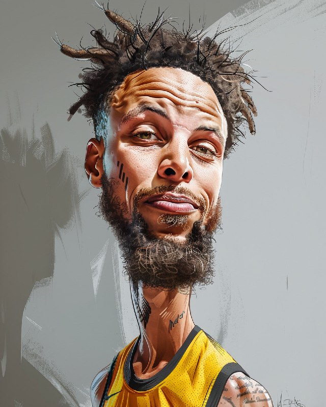 Stephen Curry Grotesque Caricature Cartoon Portrait