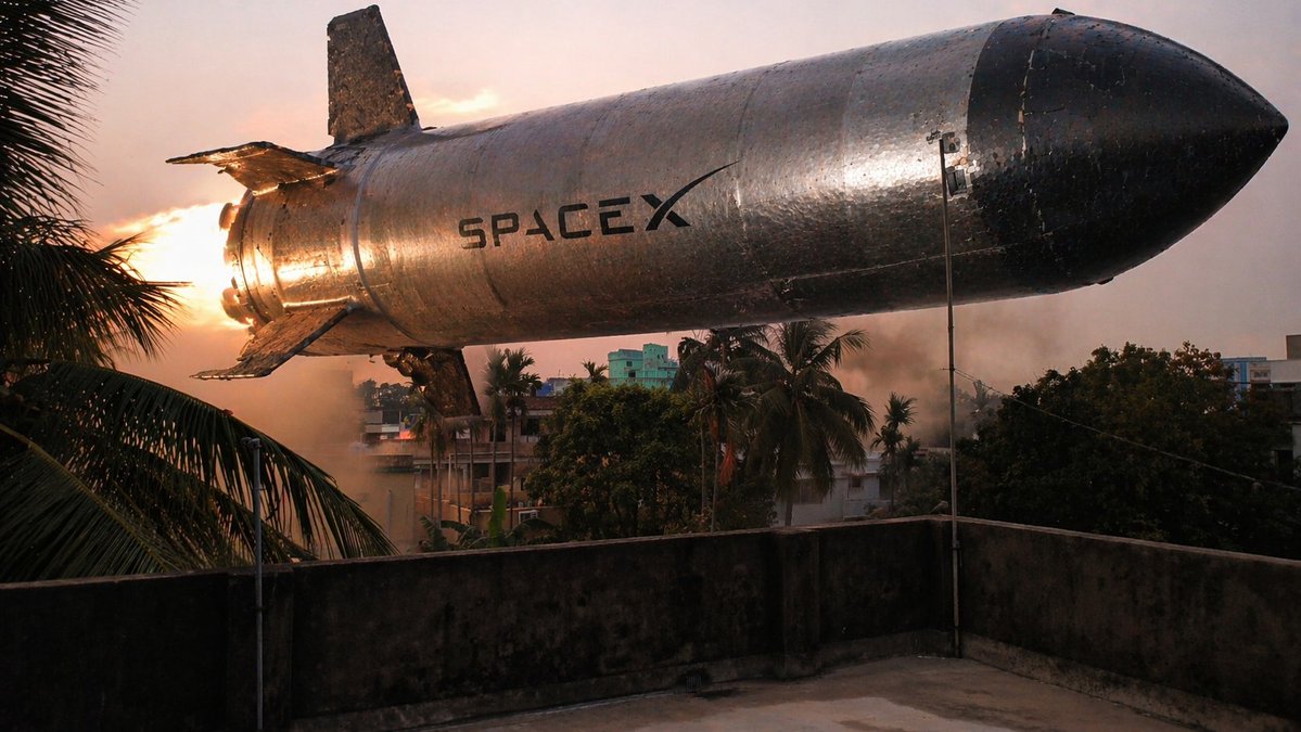 Rocket Hovers Low Over Neighborhood