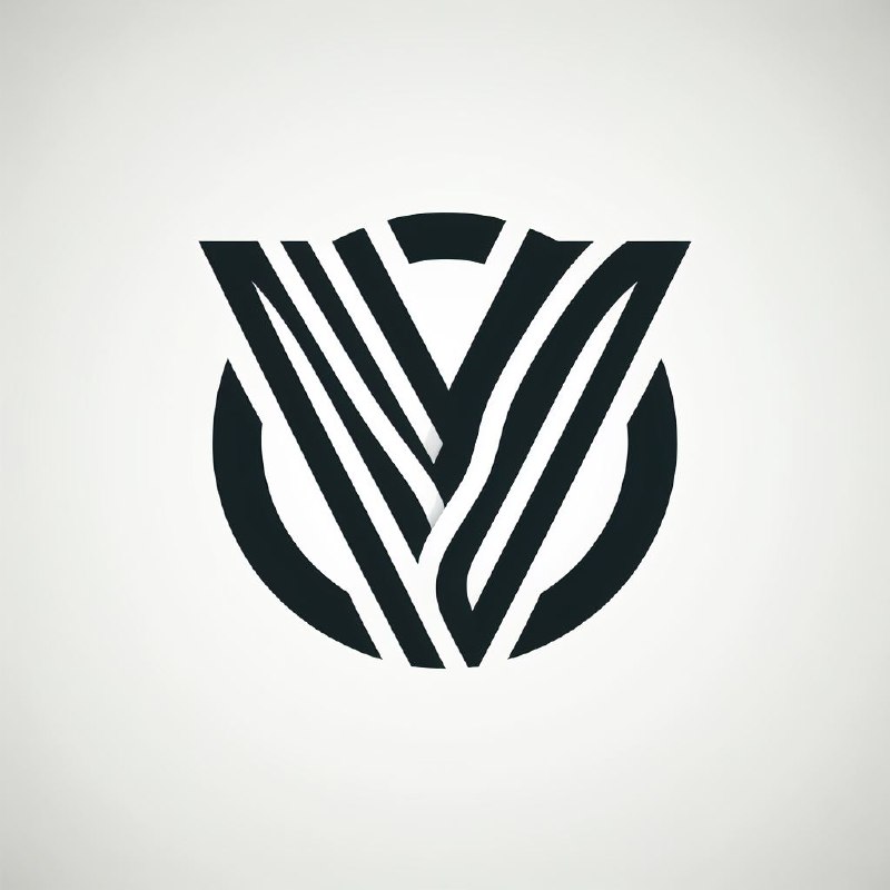 Letter V Serif Lettermark Logo on White Background