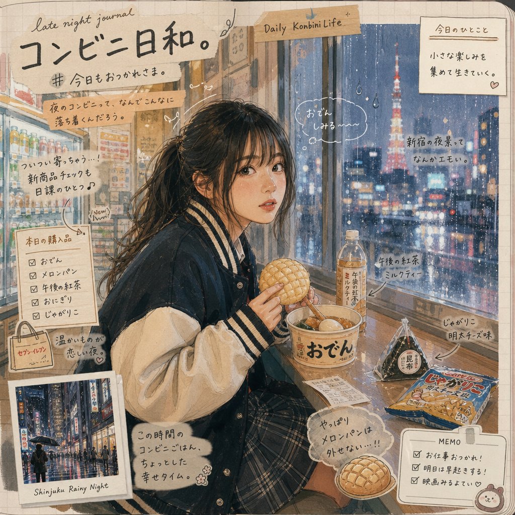 Rainy Konbini Night Journal