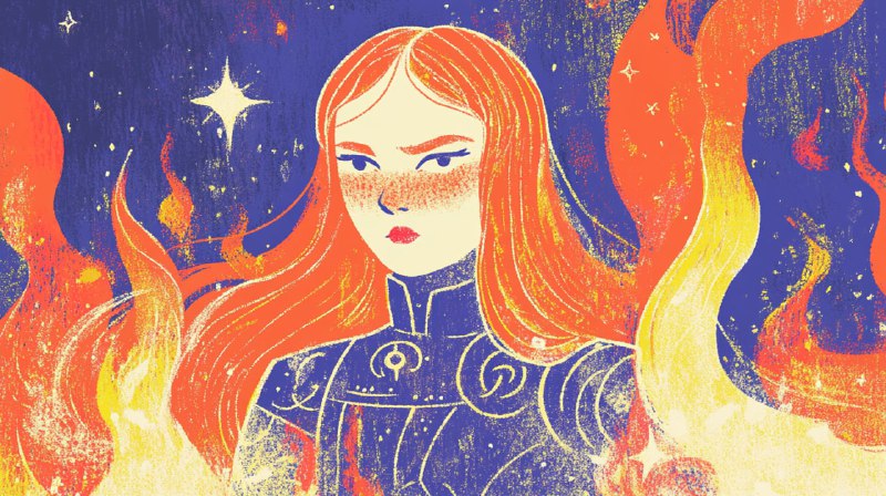 Fiery Aries Girl Portrait Illustration