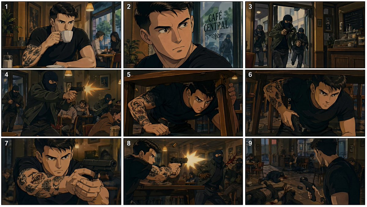 Café Gunfight Storyboard