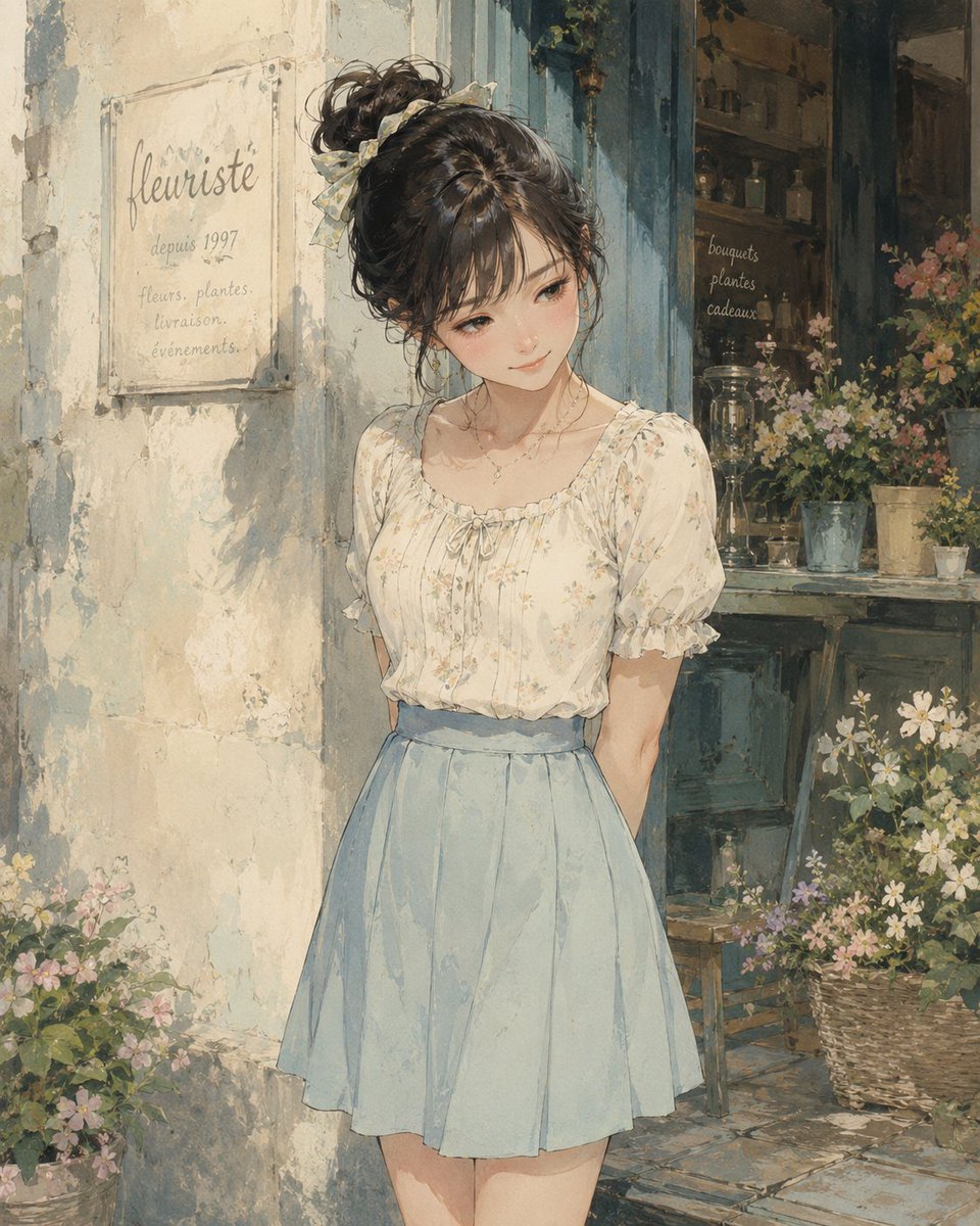 Romantic French Flower Shop Girl