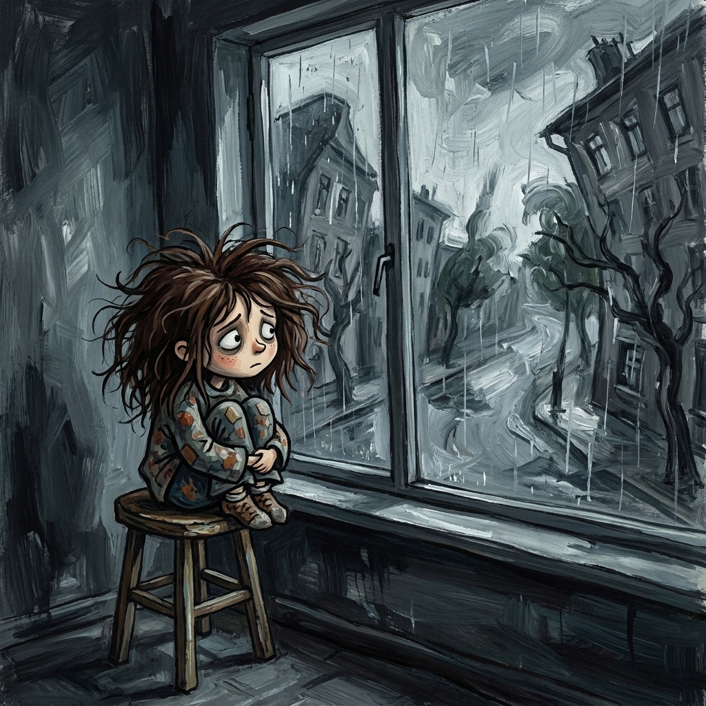 Rainy Window Lonely Child