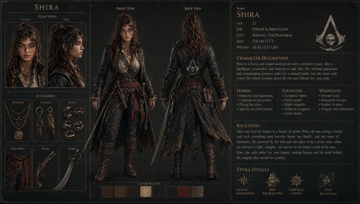 Detailed 3D Game Character Sheet