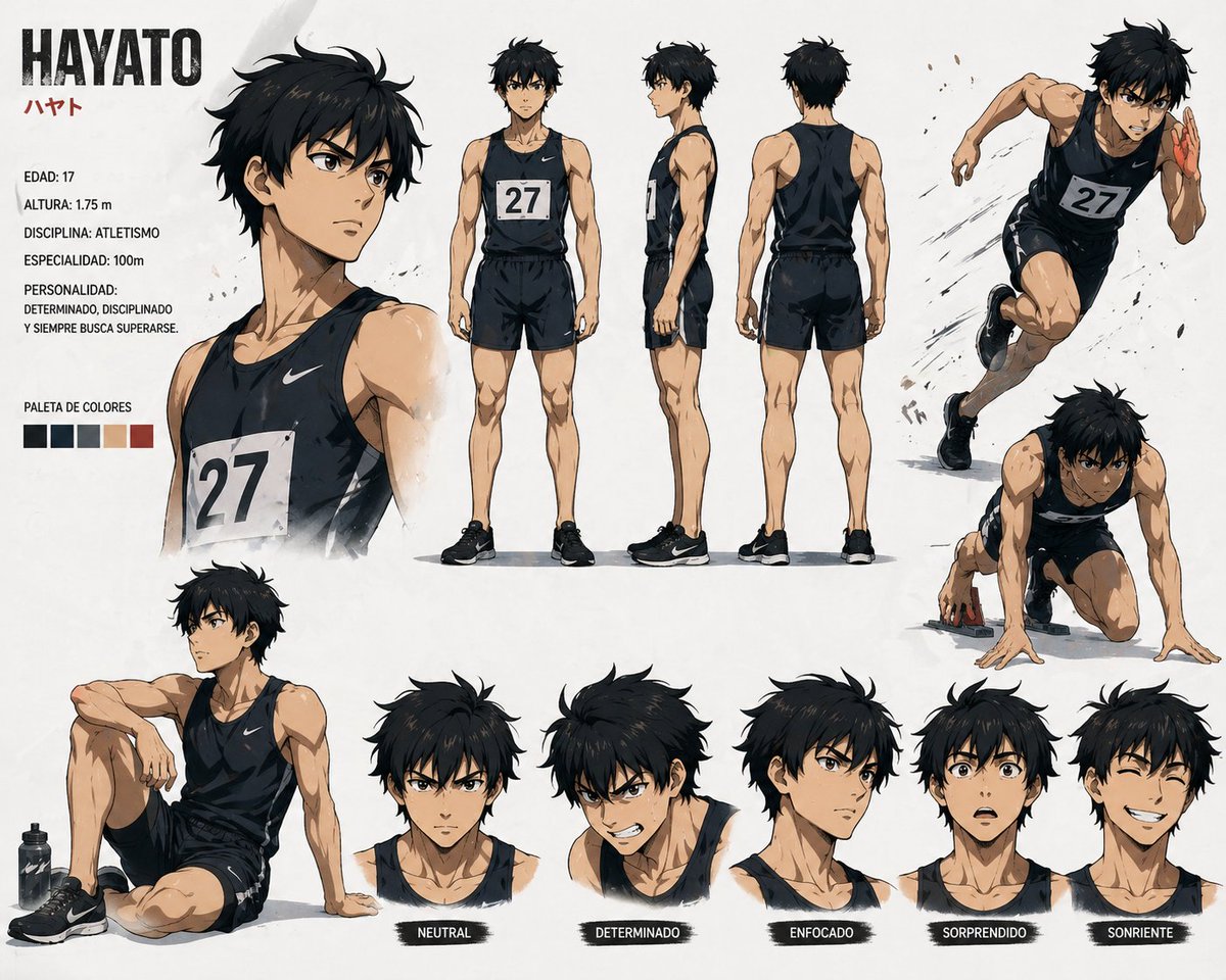 Anime Sprinter Character Reference Sheet
