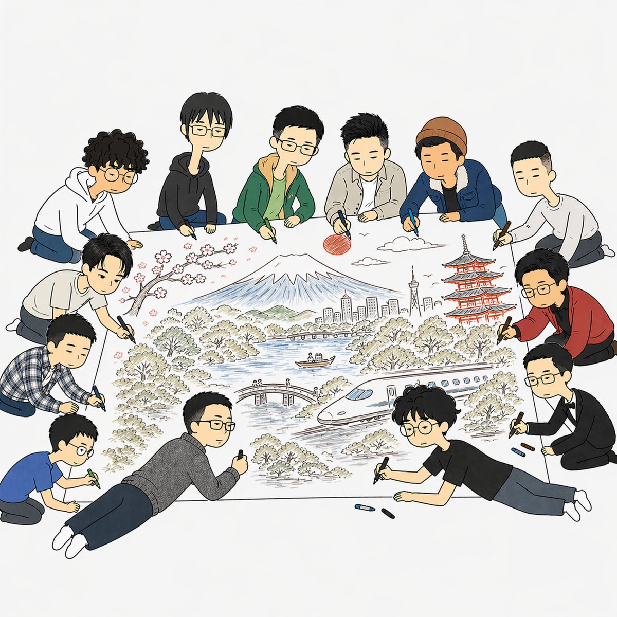 Collaborative Japan Travel Illustration