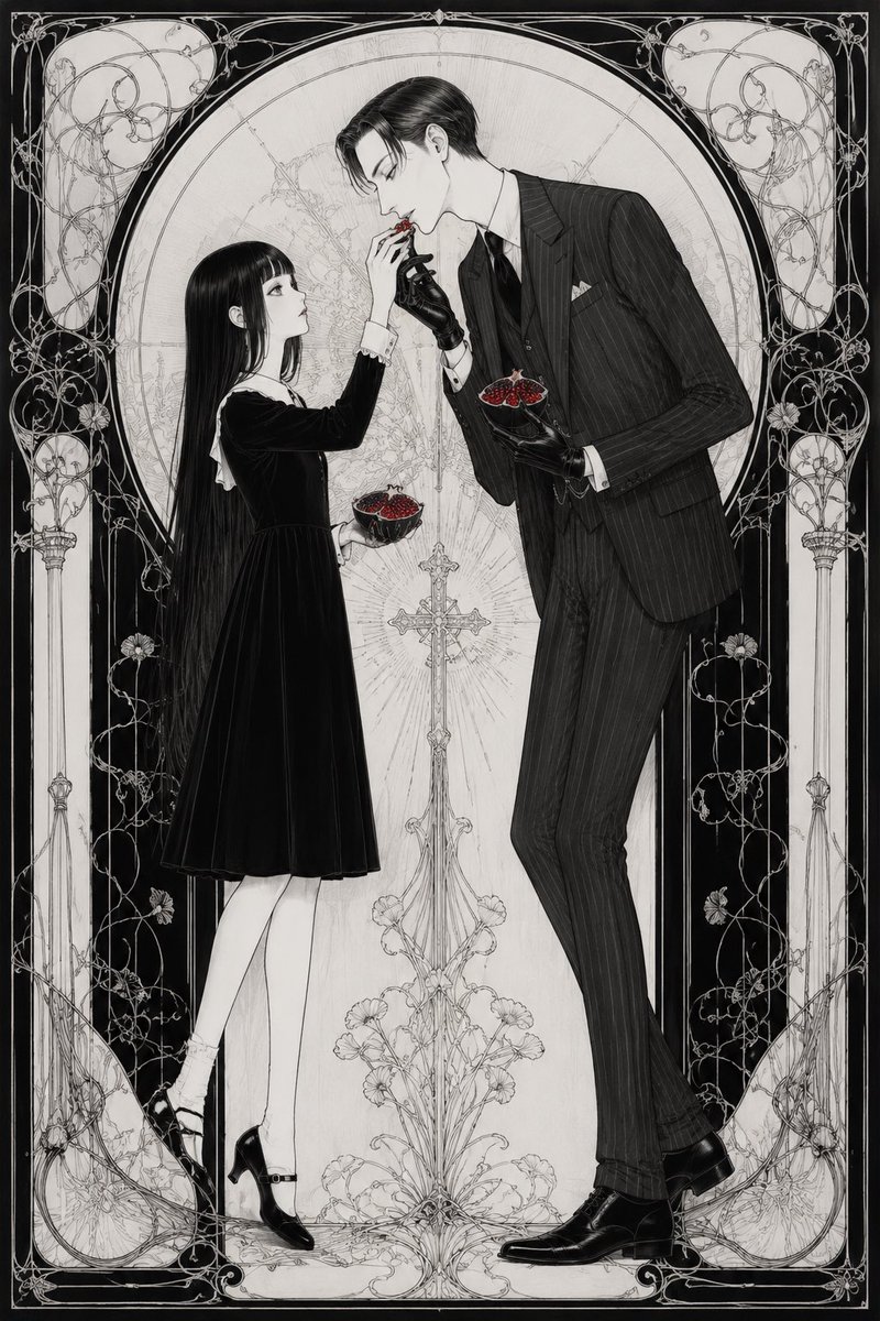 Gothic Art Nouveau Ink Illustration
