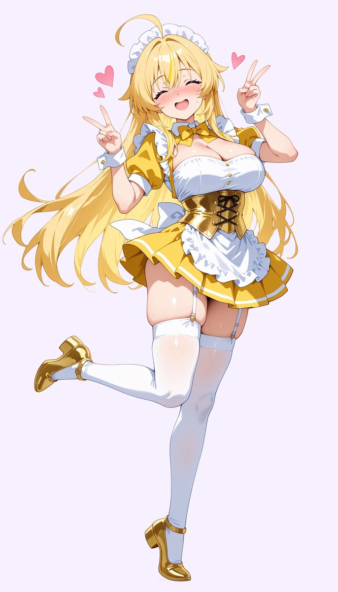 Blonde Maid Idol Full-Body Art