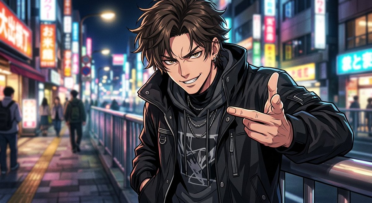 Neon Night Street Cool Guy