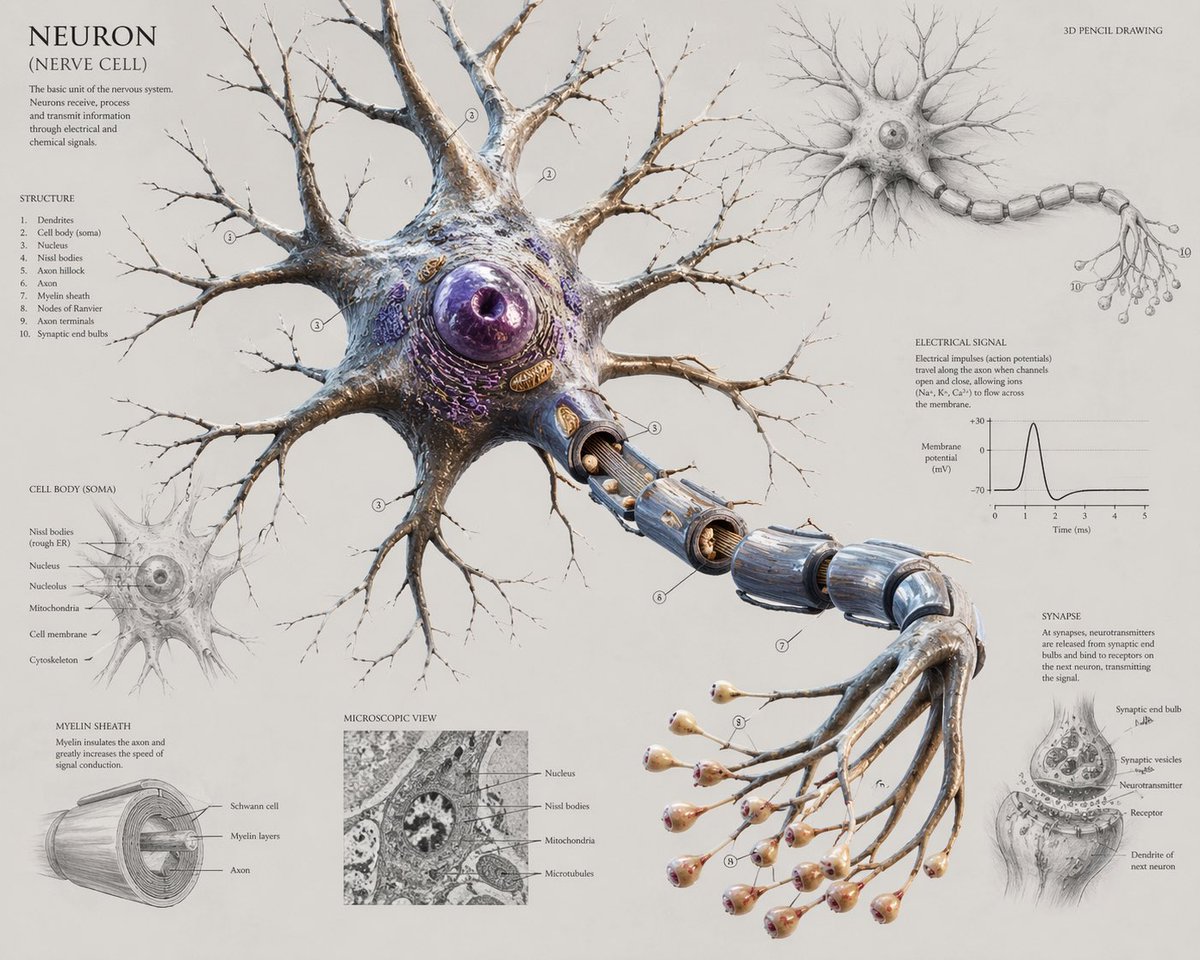 Detailed Neuron Anatomy Poster