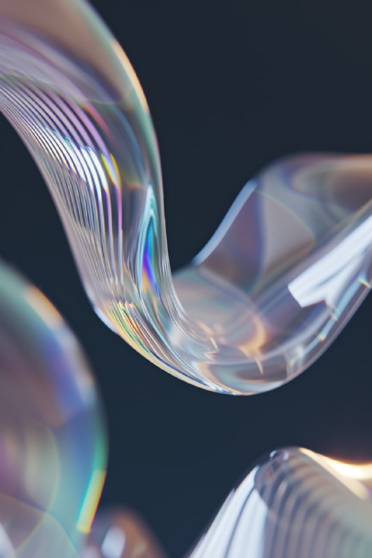 Macro Glass Organic Forms With Pastel Rainbow Border