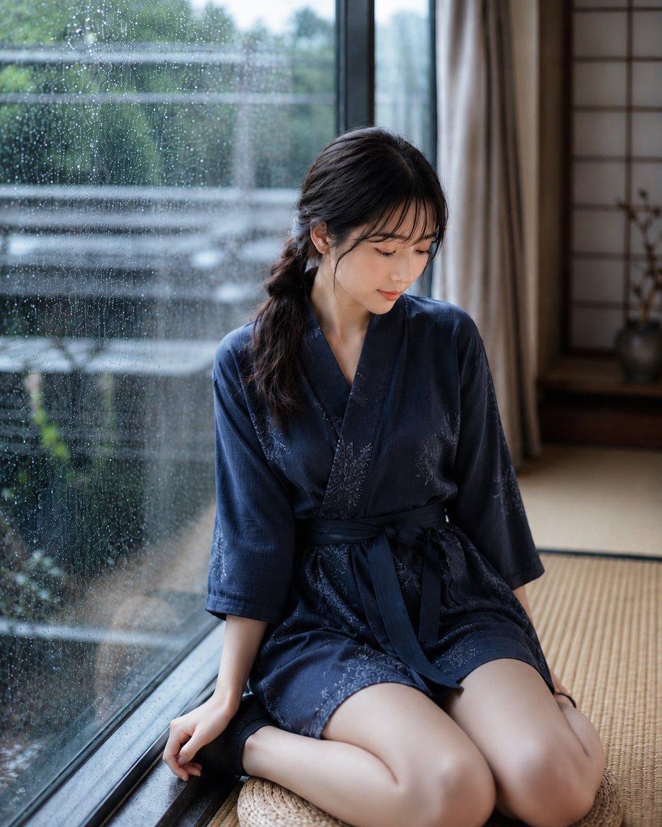 Rainy Day Japanese Portrait