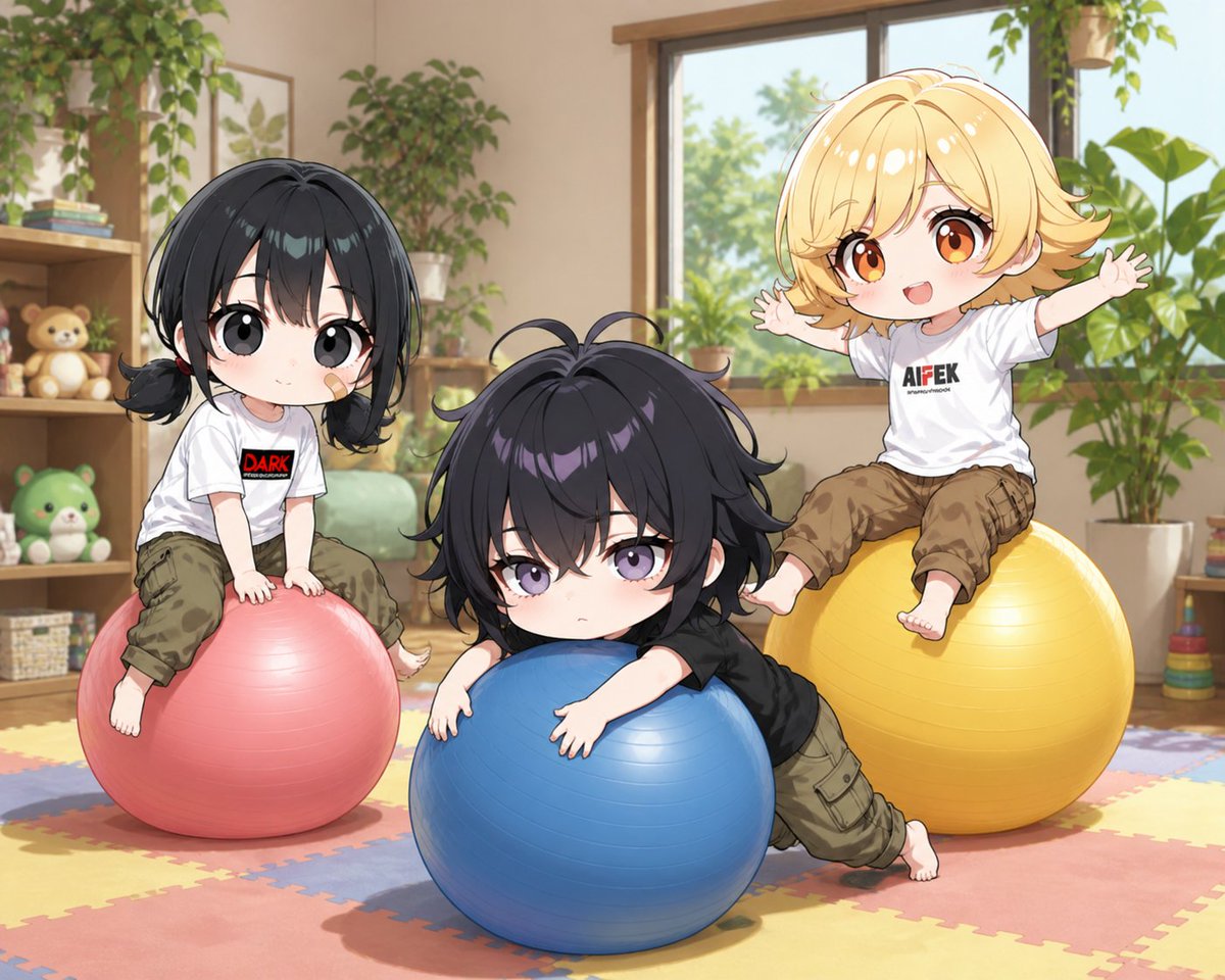 Cute Chibi Kids Playing Indoors