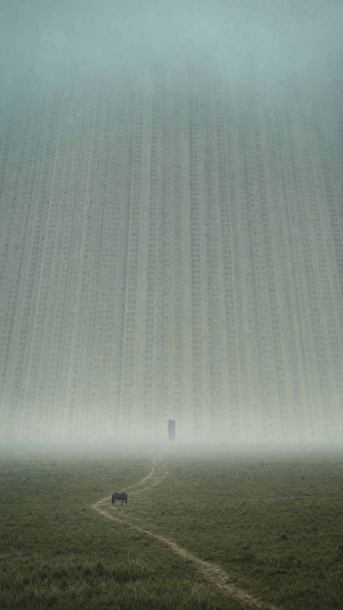 Surreal Giant City In Fog