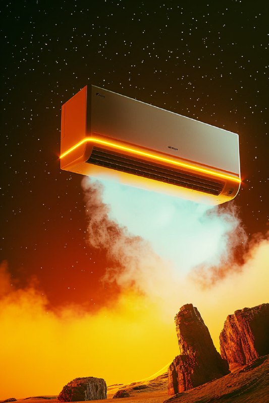 Levitating Air Conditioner Pop Art Neon Advertisement