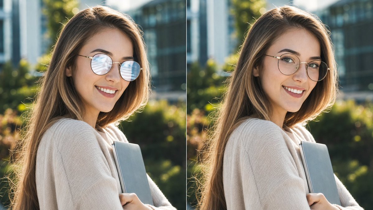 Cafe Portrait Comparison Glare Fix